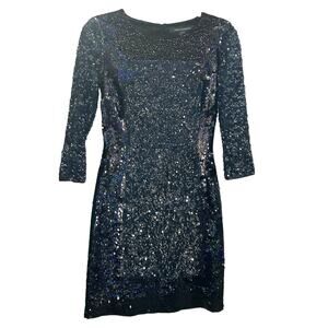 French Connection Navy Blue and‎ Black Sequin Dress Size 4